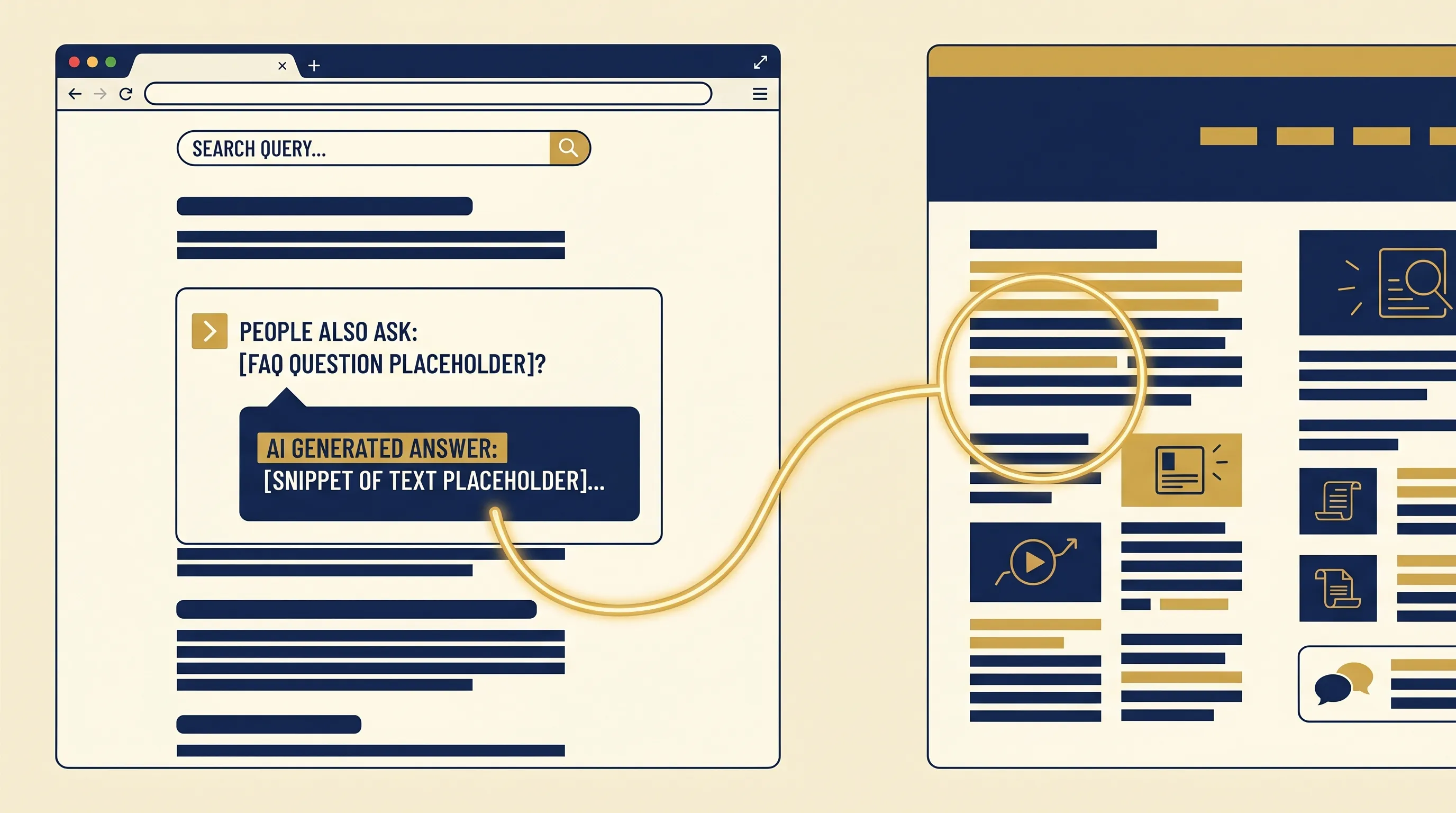 FAQ answer being surfaced from a blog page into a People Also Ask result with connecting thread