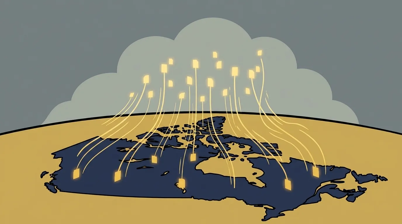 Data sovereignty Canada: conceptual illustration of data crossing the border when using US-based AI tools