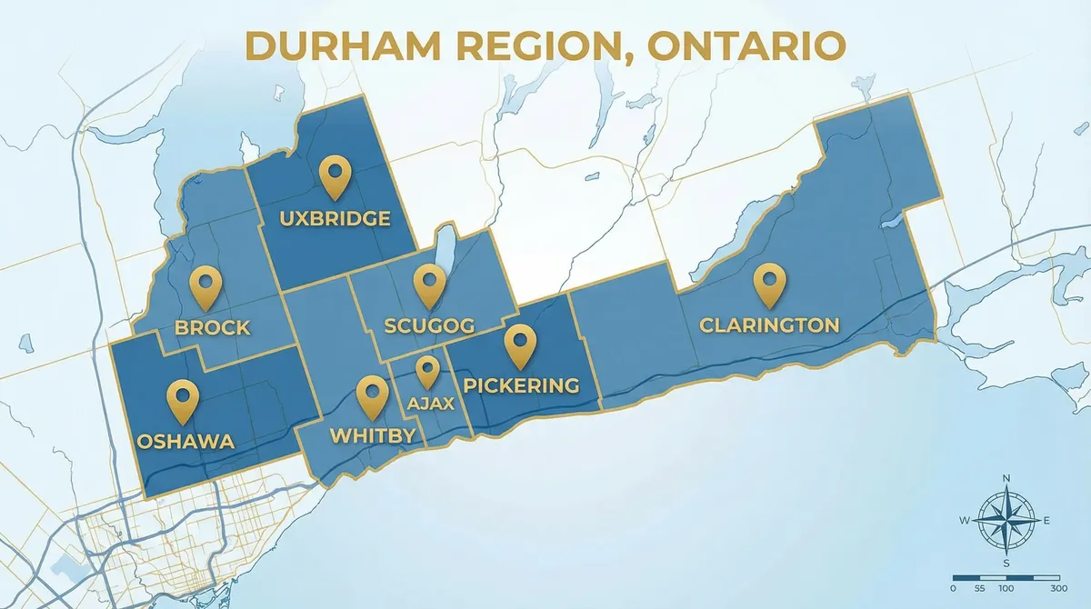 Durham Region municipalities service area map