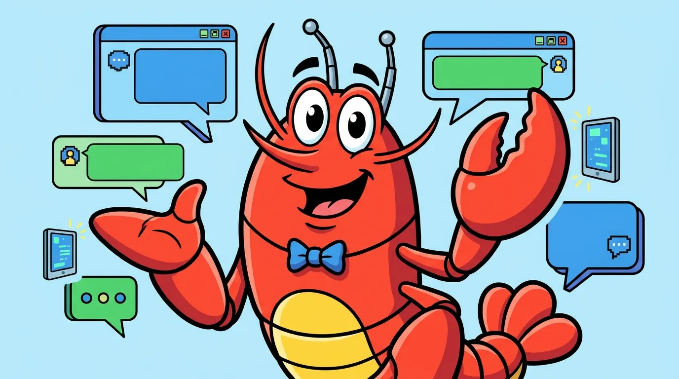 OpenClaw hero image showing an agent connected to multiple channels